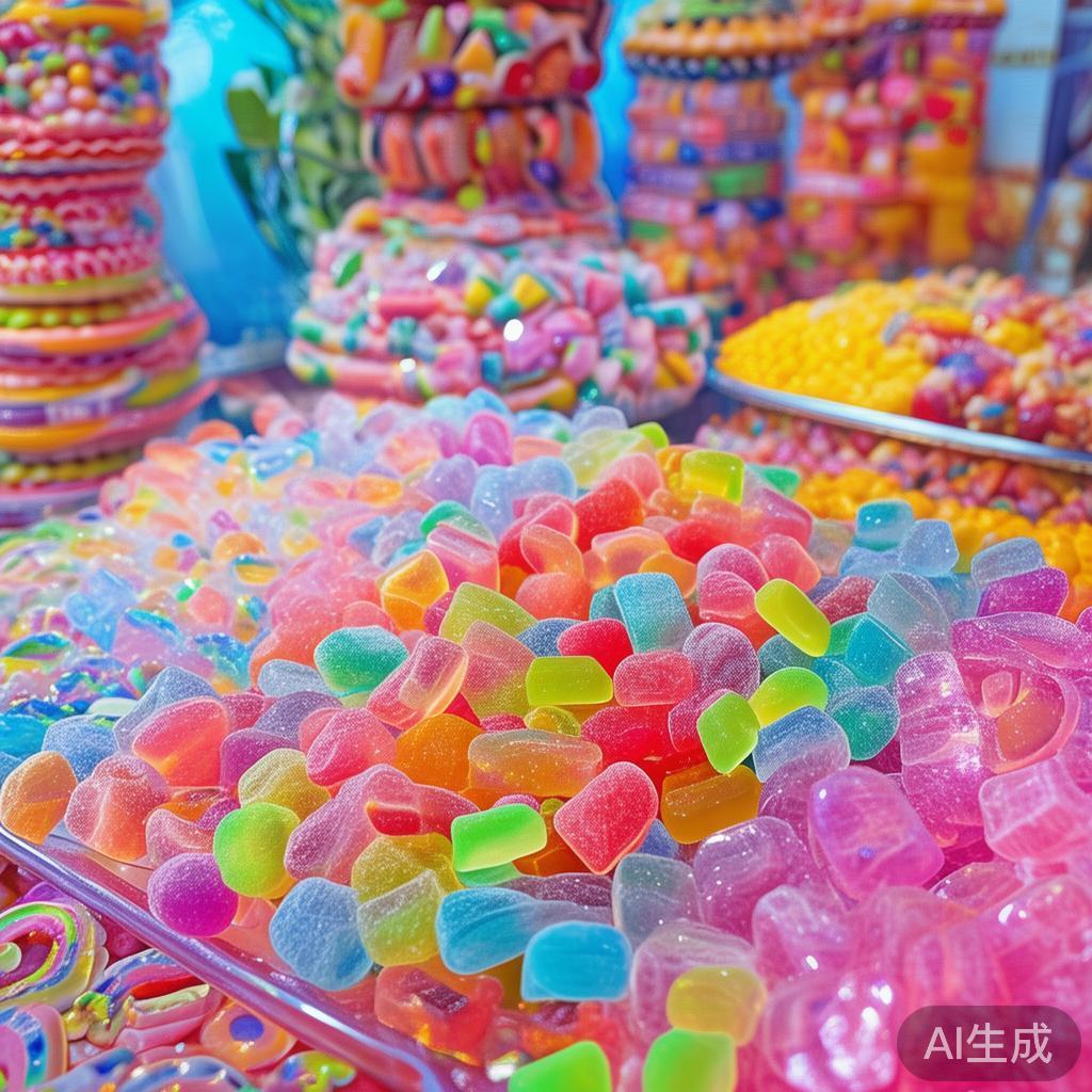 糖果派对精彩彩色糖果图片欣赏,甜美梦幻的视觉盛宴 在糖果派对的视觉空间中,糖果的种类繁多,每一种都代